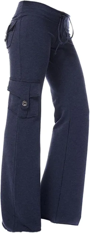 Wide Leg Yoga Pants for Women,Plus Size Cargo Trouser Pants High Waist Flare Leggings Bootcut Yoga Pants with Pockets