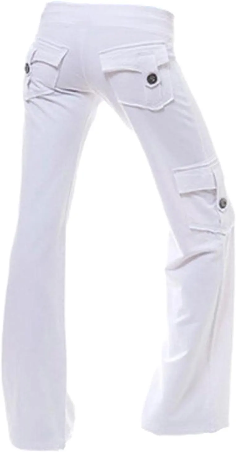 Wide Leg Yoga Pants for Women,Plus Size Cargo Trouser Pants High Waist Flare Leggings Bootcut Yoga Pants with Pockets