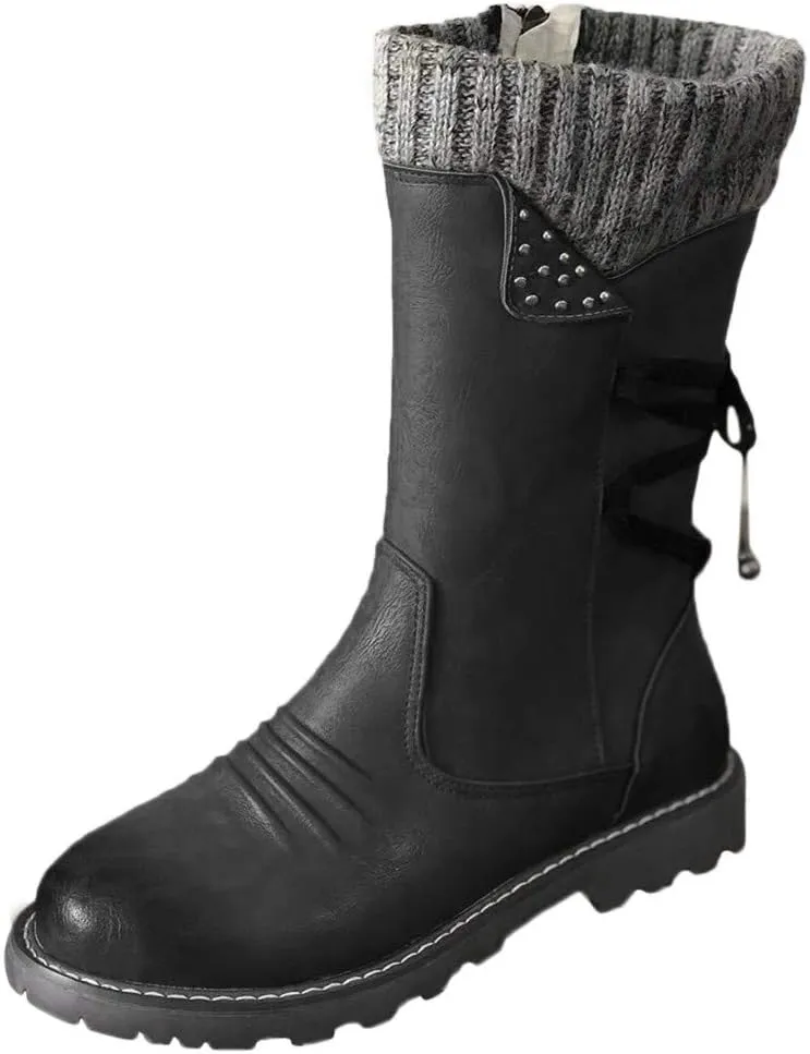 Winter Boots for Women Fashion Size 12 Women's Winter Waterproof Fur Lined Frosty Snow Boots Womens Extra Wide Snow Boots Waterproof Insulated Duck Boots Women Waterproof Wide Width Botas Nieve