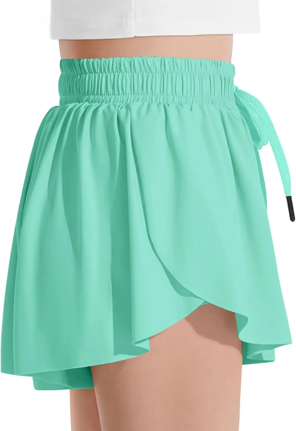 Witwot Butterfly Shorts Girls, 2-in-1 Teen/Kids Girl Flowy Skort for Running, Tennis, Dance