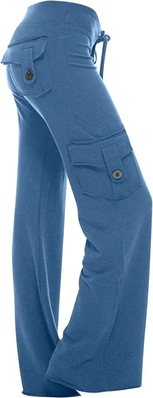Women Cargo Pants 2025 Bootcut Yoga Pant Stretchy Trousers Wide Leg Workout Baggy Sweatpants with Pockets Trendy