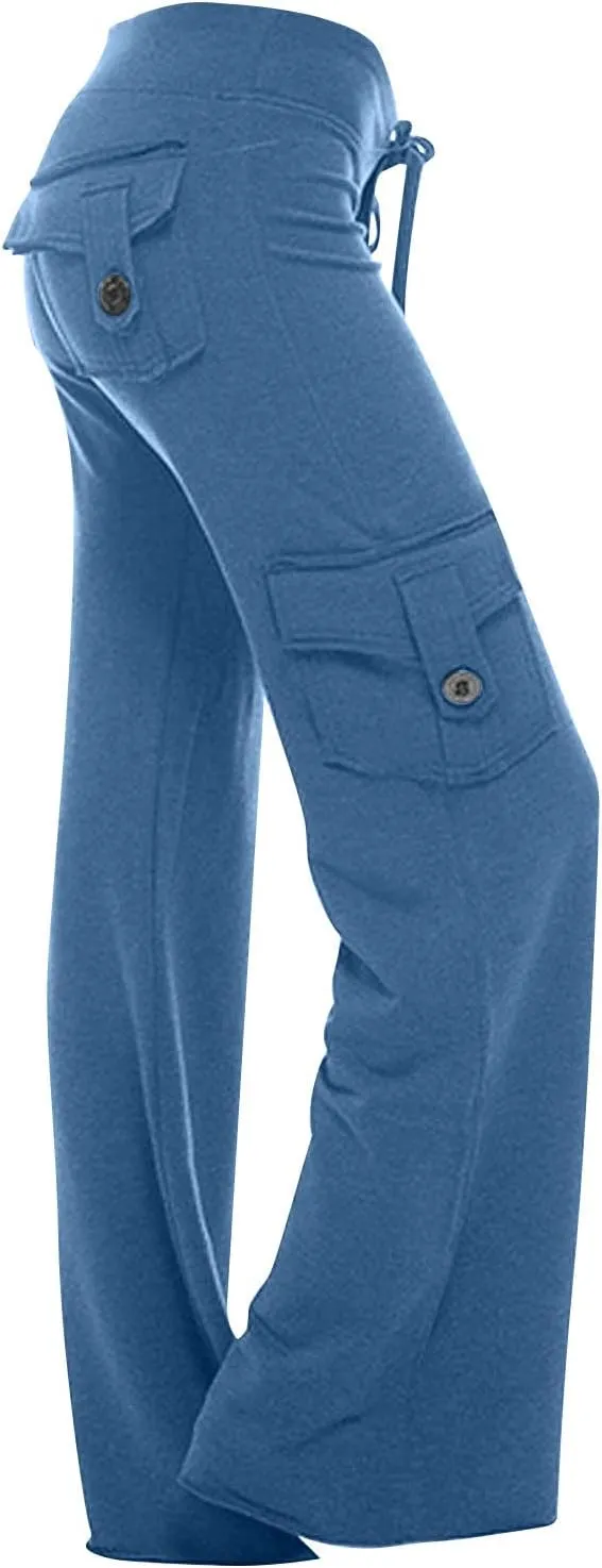 Women Cargo Pants 2025 Bootcut Yoga Pant Stretchy Trousers Wide Leg Workout Baggy Sweatpants with Pockets Trendy