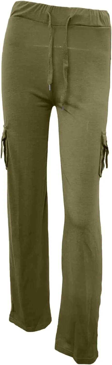 Women Cargo Pants 2025 Bootcut Yoga Pant Stretchy Trousers Wide Leg Workout Baggy Sweatpants with Pockets Trendy