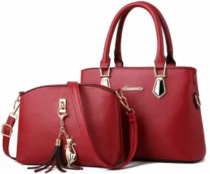 Women Fashion Handbags Leather Handbag Ladies Messenger Bag Shoulder Tote 2pcs Purse Satchel