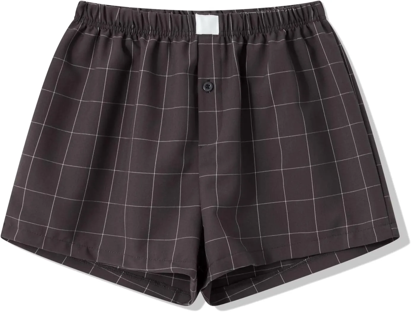 Women Gingham Boxer Shorts Y2k Cute Stripes Plaid Button Elastic Waist Lounge Boxers