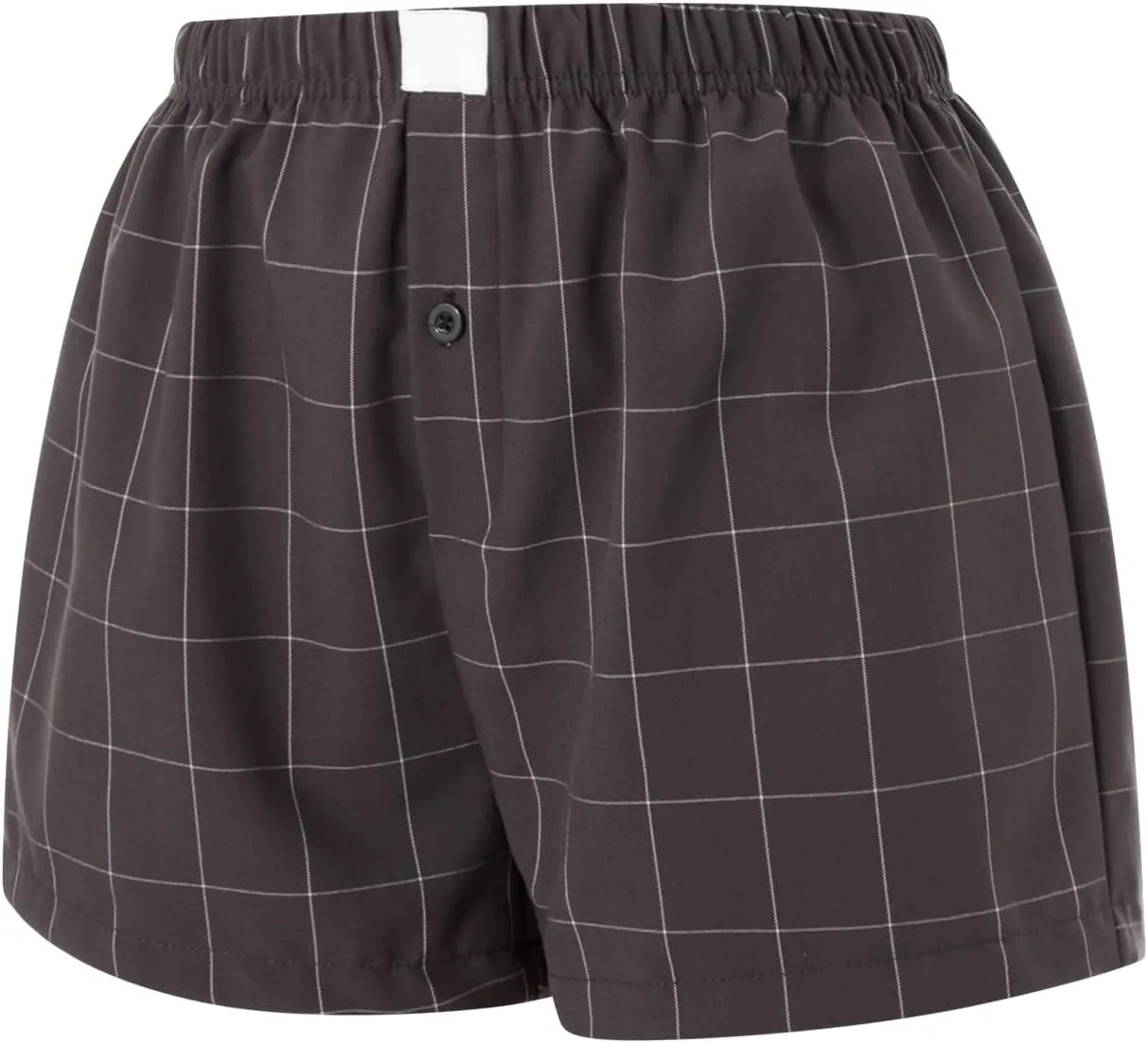 Women Gingham Boxer Shorts Y2k Cute Stripes Plaid Button Elastic Waist Lounge Boxers