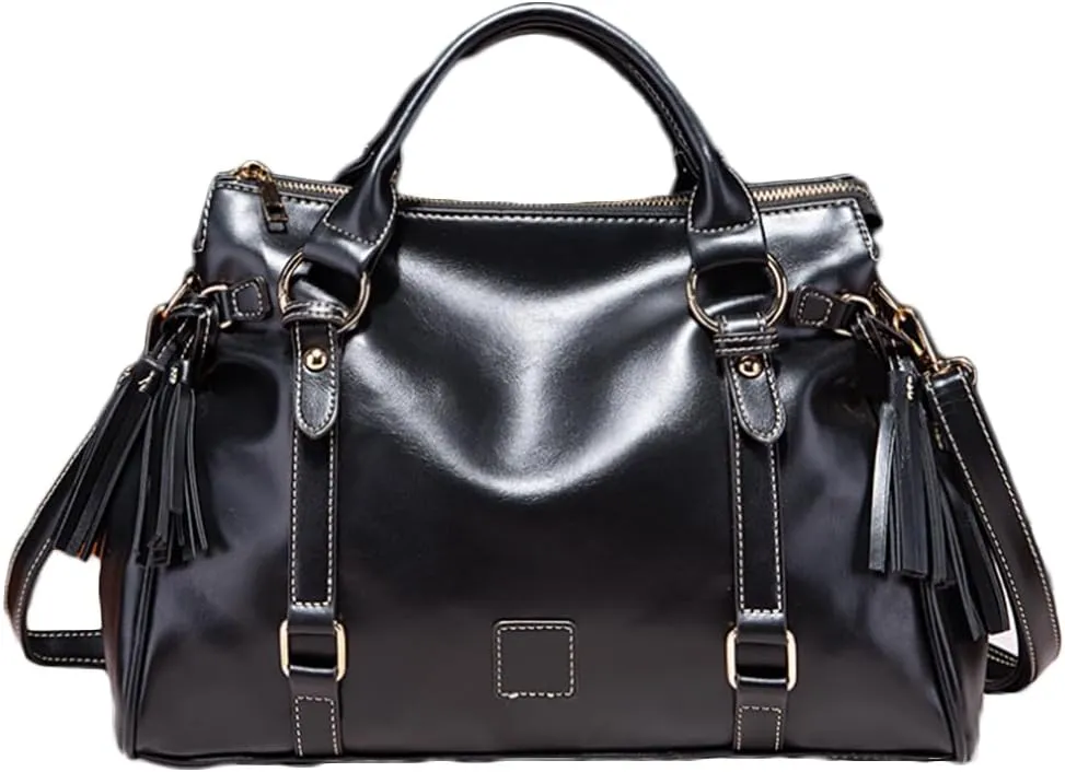 Women Hobo Tote Purse Handbag Faux Leather Top-handle Shoulder Bag with Tassel Pendant Red