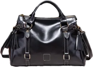 Women Hobo Tote Purse Handbag Faux Leather Top-handle Shoulder Bag with Tassel Pendant Red