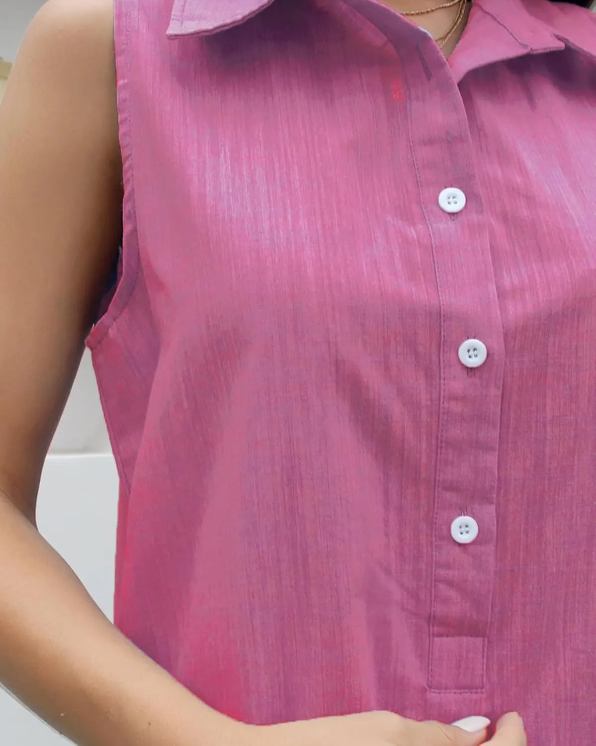 Women Sleeveless Mini Dress Button Down Shirt Dress V Neck Reffle Hem Cotton Linen Tunic Short Dress