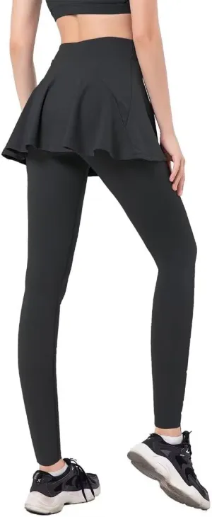 Women Tennis Skirted Leggings with Pockets Athletic Pleated Skirts with Leggings Workout Active Golf Skort