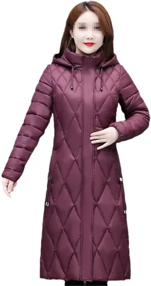 Women Winter Long Jacket Hooded Casual Thicken Warm Padded Cotton Coat Female Parkas Overcoat