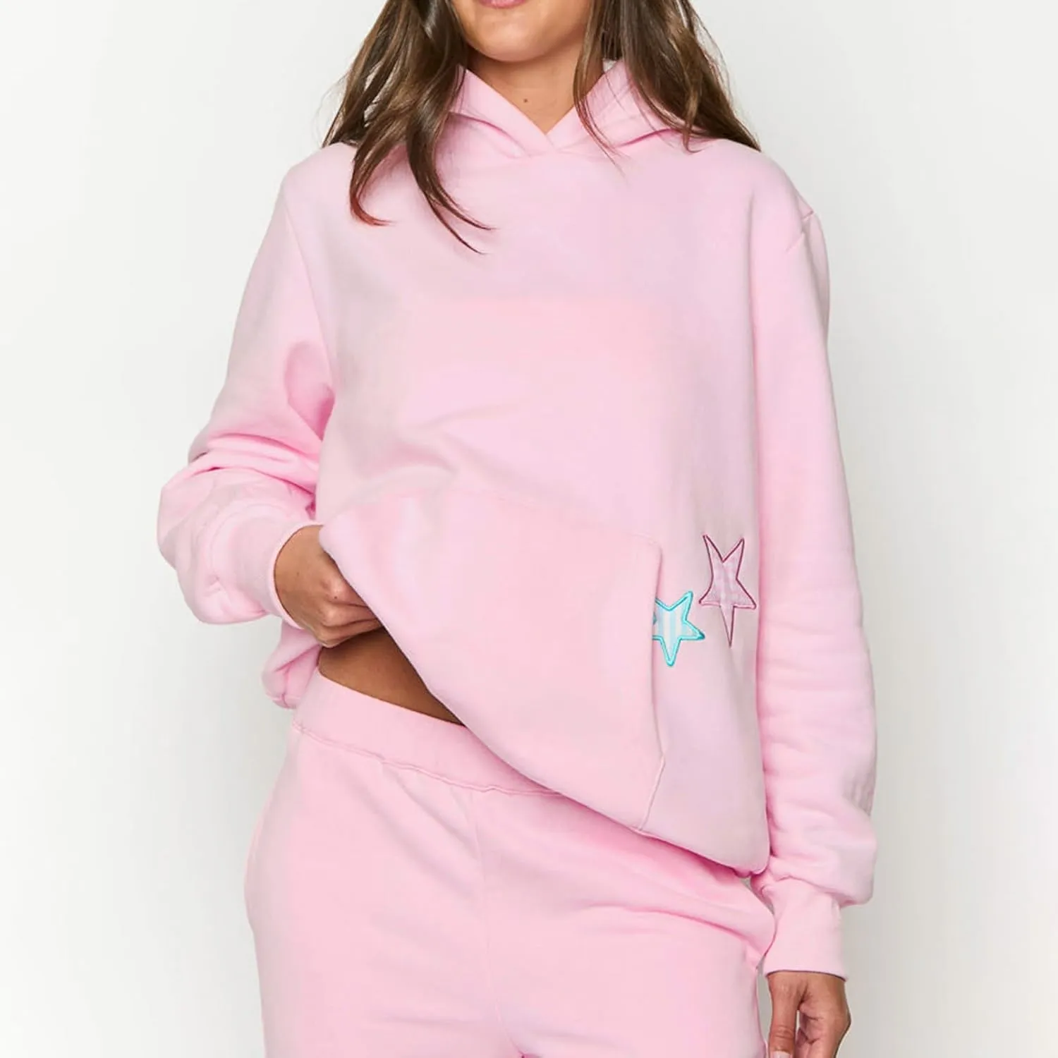 Women Y2k Hoodies Embroidery Star Graphic Oversized Sweatshirts Teen Girls Vintage Aesthetic Hooded Pullover Sweater