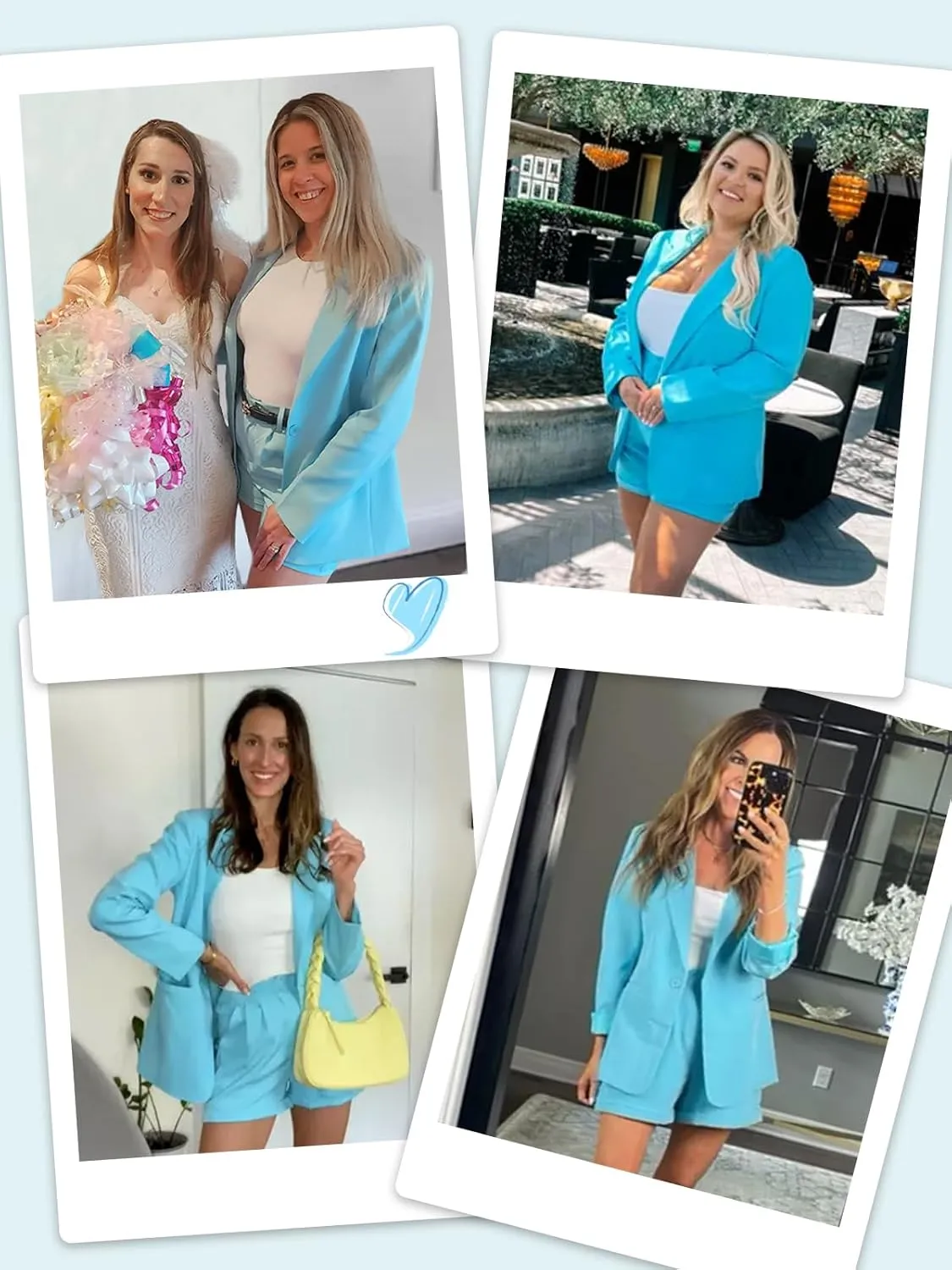 Women's 2 Piece Open Front Long Sleeve Blazer and Solid Short Pants Suit Sets