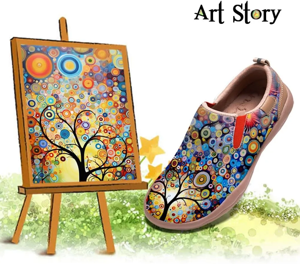 Women's Art Painted Travel Shoes Slip On Casual Leather Loafers Lightweight Comfort Fashion Sneaker
