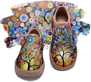 Women's Art Painted Travel Shoes Slip On Casual Leather Loafers Lightweight Comfort Fashion Sneaker