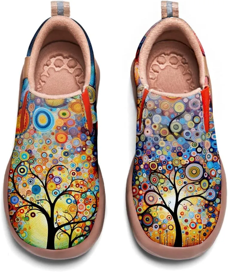 Women's Art Painted Travel Shoes Slip On Casual Leather Loafers Lightweight Comfort Fashion Sneaker