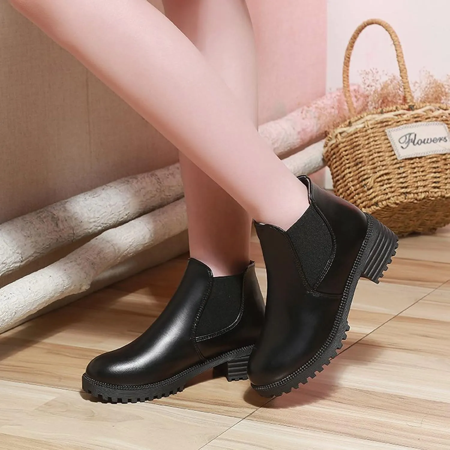 Womens Boots Fall 2024 Ankle Womens Black Booties with Heel Women Wide Boots Wedge Boot Lightweight Breathable Chunky Low Heel Classic Pointed Toe