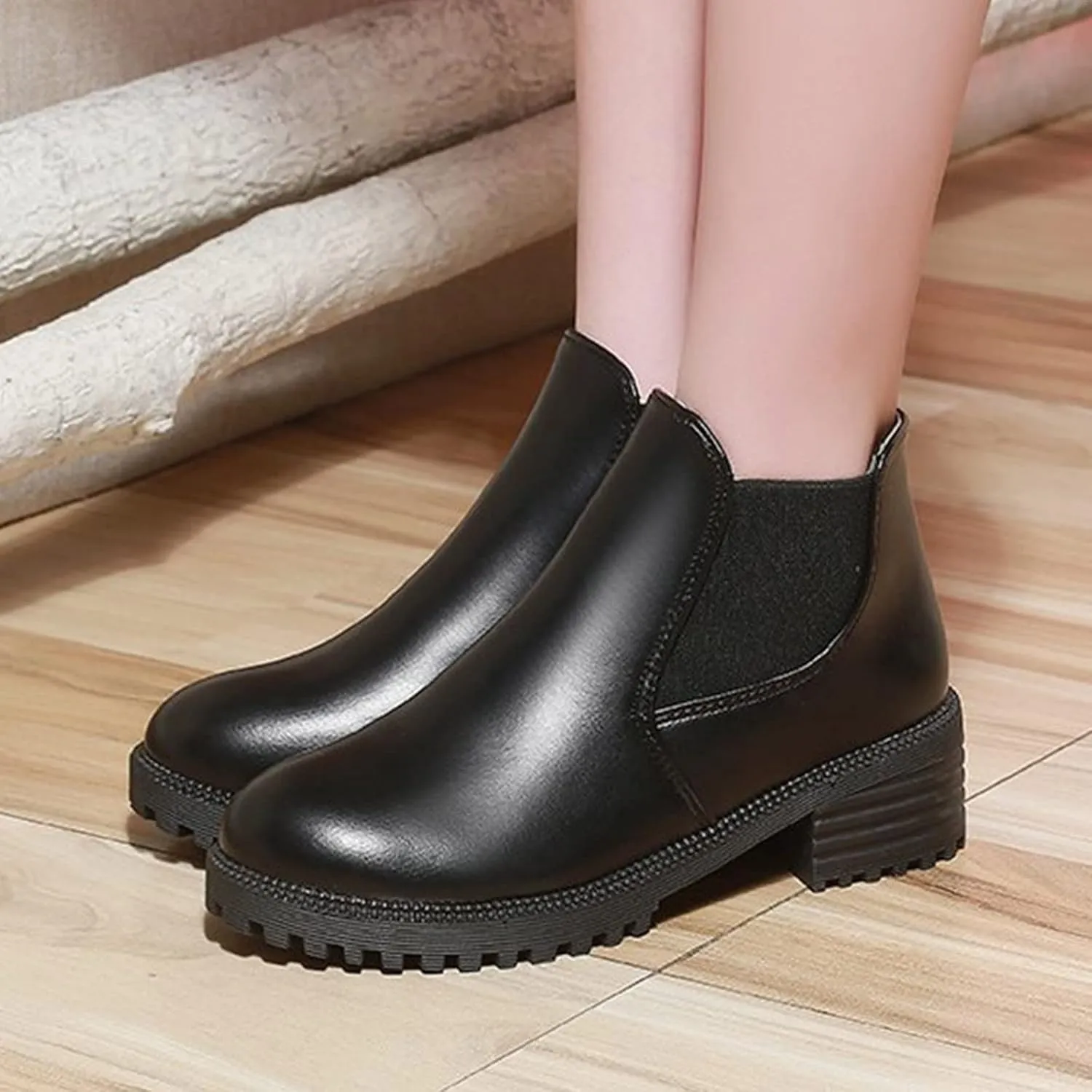 Womens Boots Fall 2024 Ankle Womens Black Booties with Heel Women Wide Boots Wedge Boot Lightweight Breathable Chunky Low Heel Classic Pointed Toe