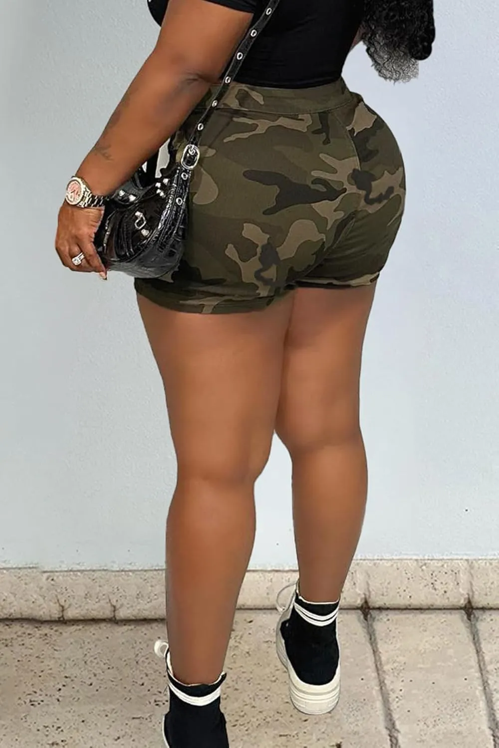 Women's Camo Cargo Shorts Casual High Waisted Camo Cargo Skirts for Women Plus Size Camouflage Short
