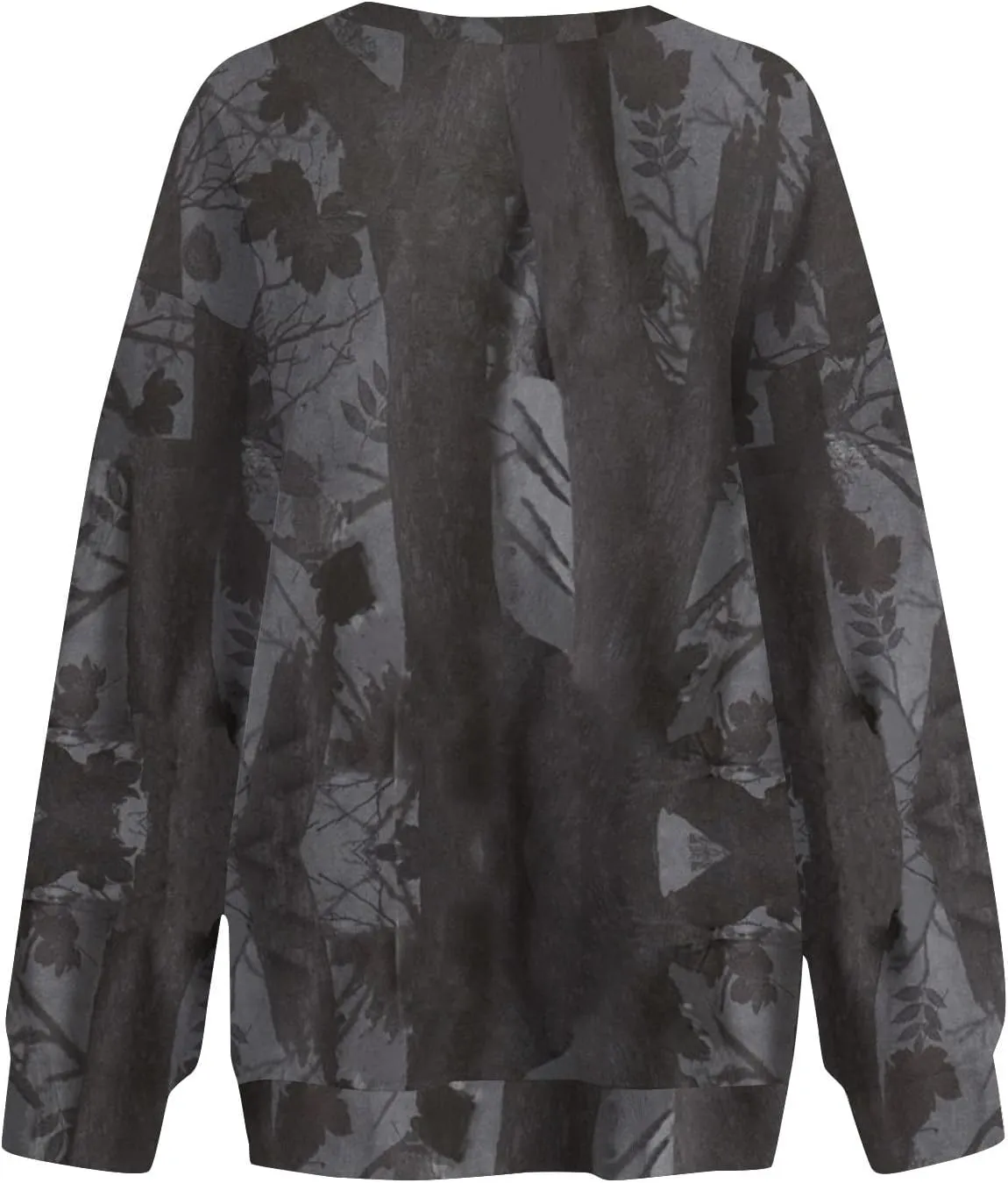 Women's Camo Hoodies Sweatshirt Maple Leaf Print Oversized Fleece Sweatshirts Classic Print Pullover with Pocket