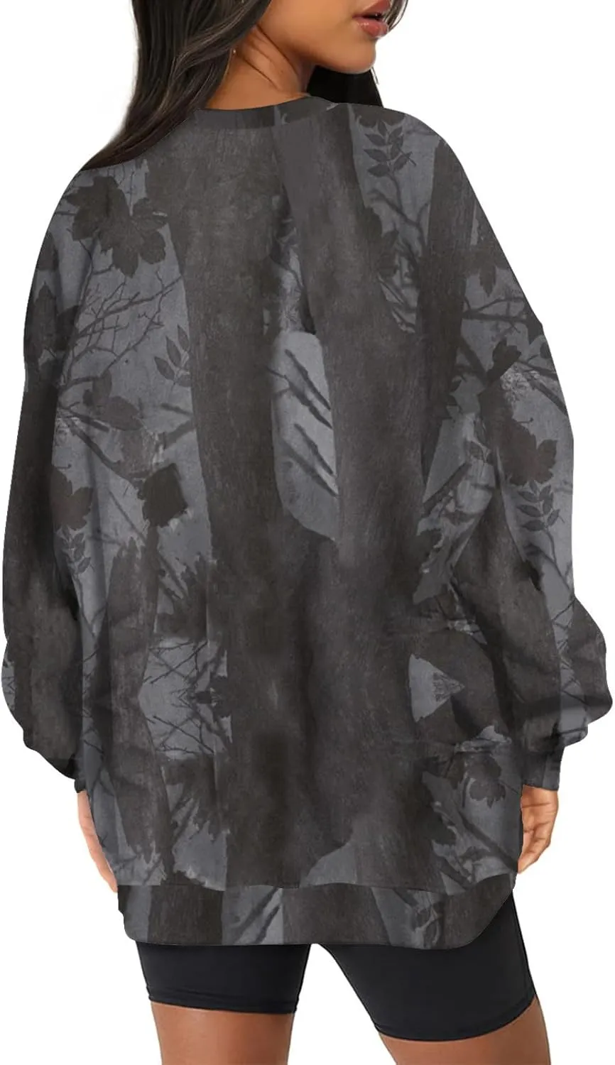 Women's Camo Hoodies Sweatshirt Maple Leaf Print Oversized Fleece Sweatshirts Classic Print Pullover with Pocket