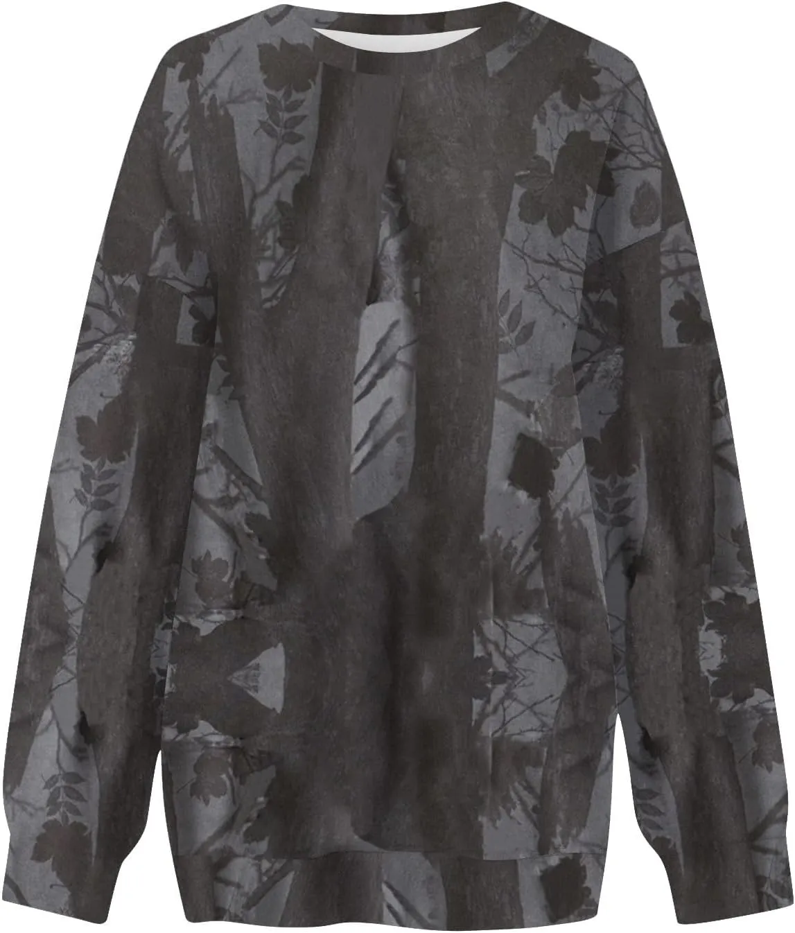 Women's Camo Hoodies Sweatshirt Maple Leaf Print Oversized Fleece Sweatshirts Classic Print Pullover with Pocket
