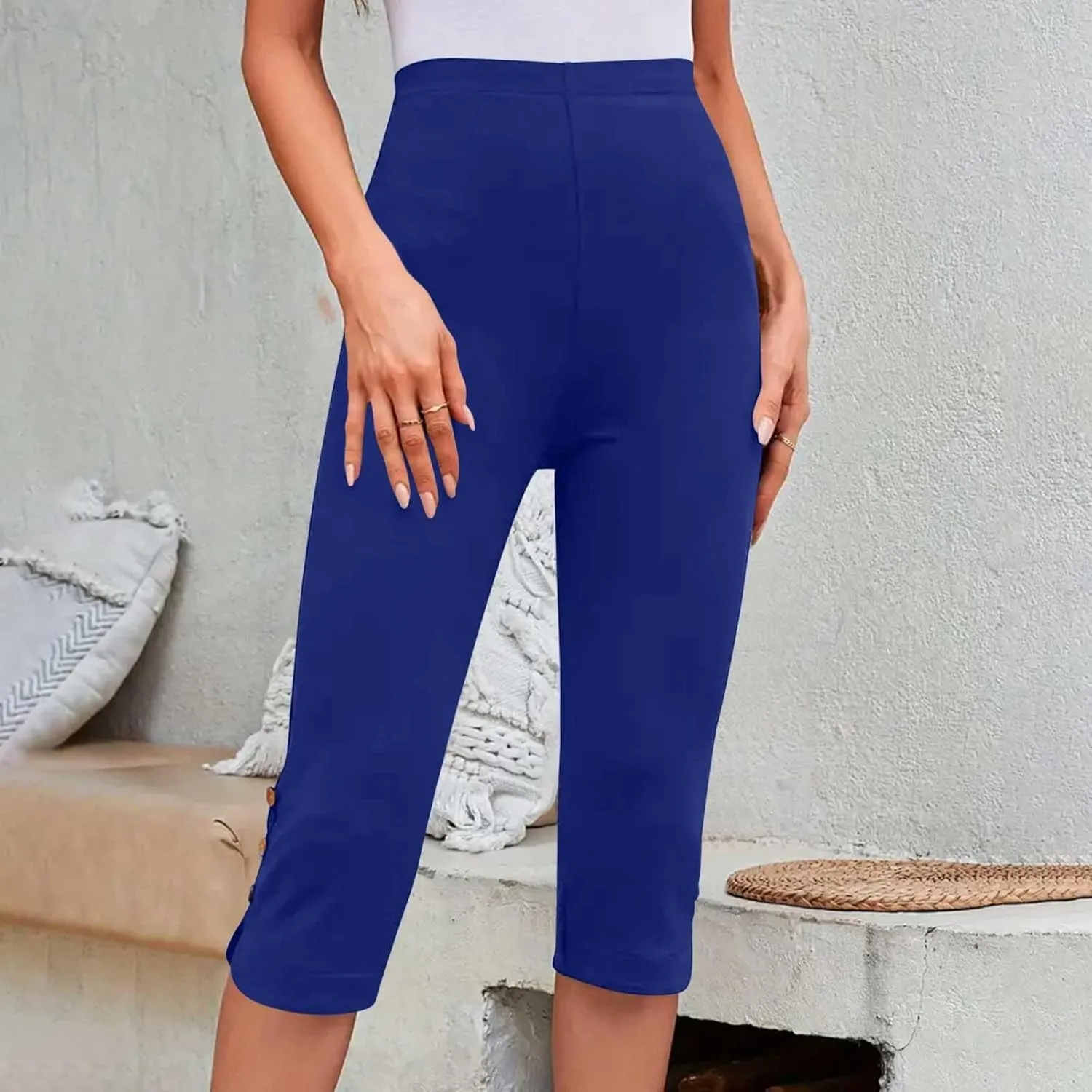 Womens Capris for Summer Dressy Cropped High Waist Yoga Pants Comfy Stretchy Leggings Workout Compression Pants