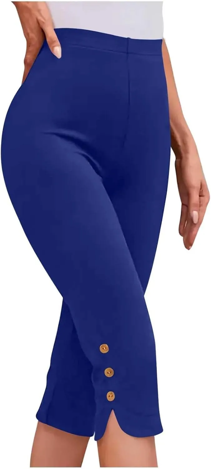 Womens Capris for Summer Dressy Cropped High Waist Yoga Pants Comfy Stretchy Leggings Workout Compression Pants