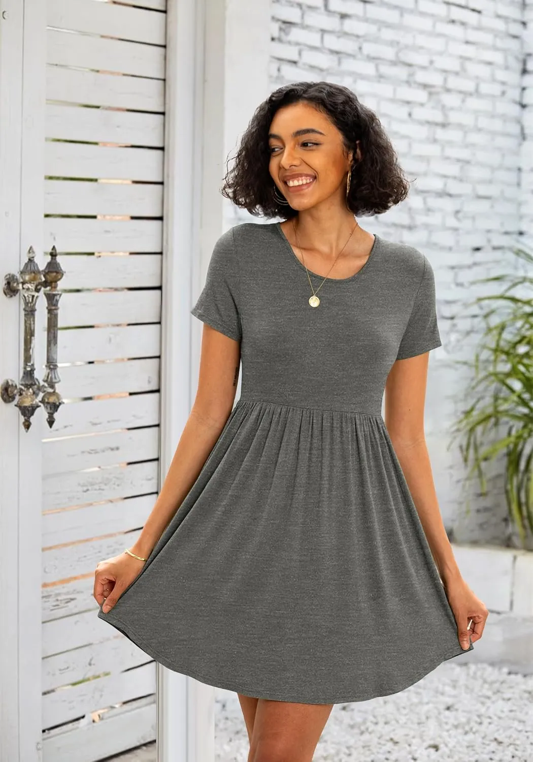 Women's Dresses Casual Crew Neck T-Shirts A-line Dress Summer Dresses for Women XS-2XL