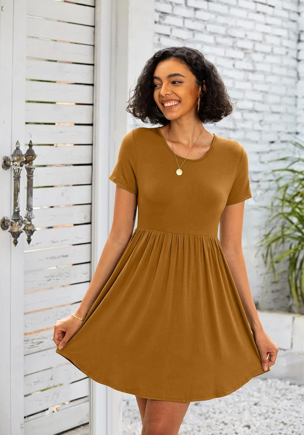 Women's Dresses Casual Crew Neck T-Shirts A-line Dress Summer Dresses for Women XS-2XL