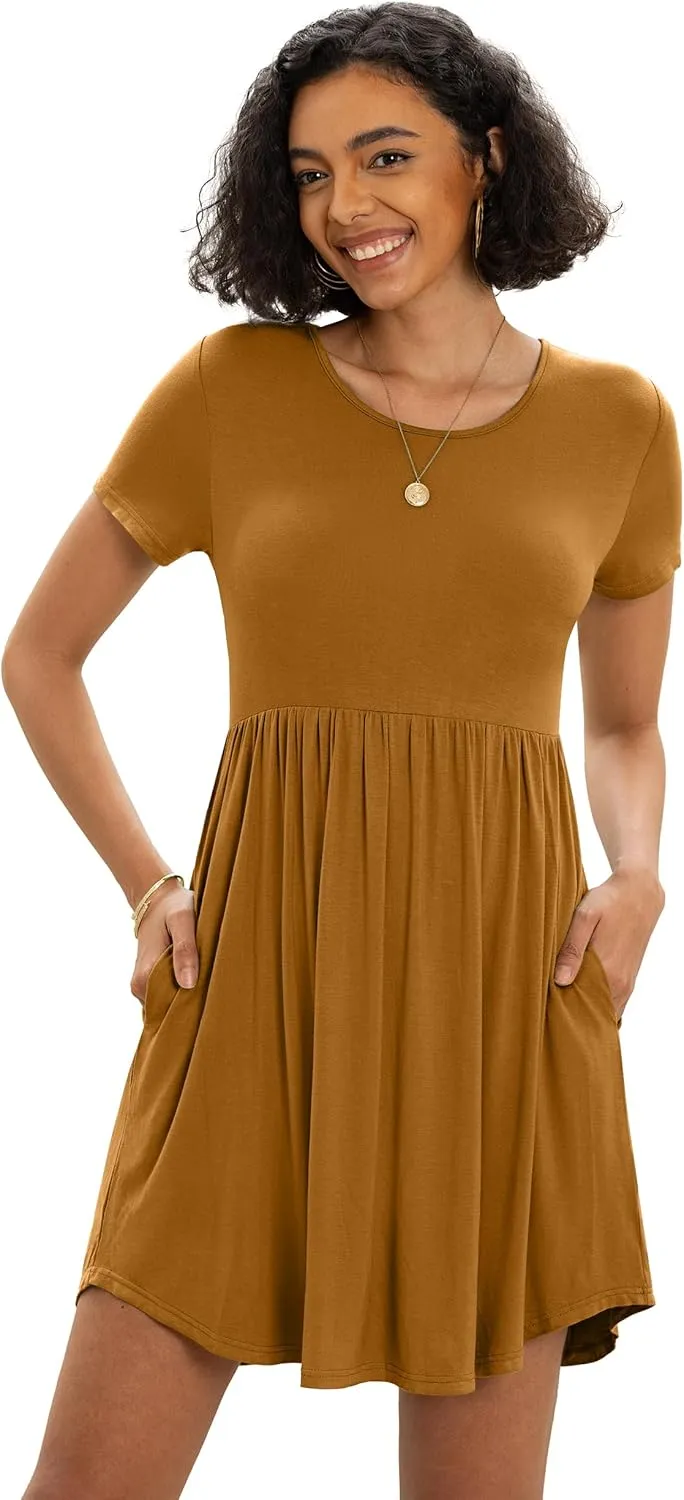 Women's Dresses Casual Crew Neck T-Shirts A-line Dress Summer Dresses for Women XS-2XL