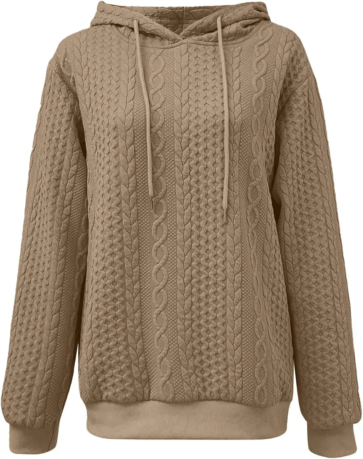 Womens Essentials Hoodie Oversized Cable Knit Hoodies Casual Long Sleeve Drawstring Pullover Sweater Fall Outfits 2024