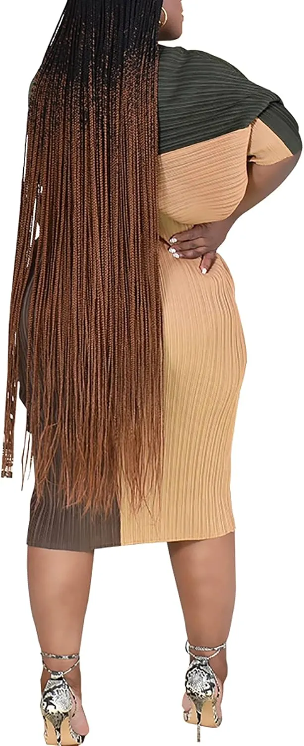 Women's Floral Print Pleated Long Dress Elegant Stretchy Flowy Ruched Midi Dress for Party Club