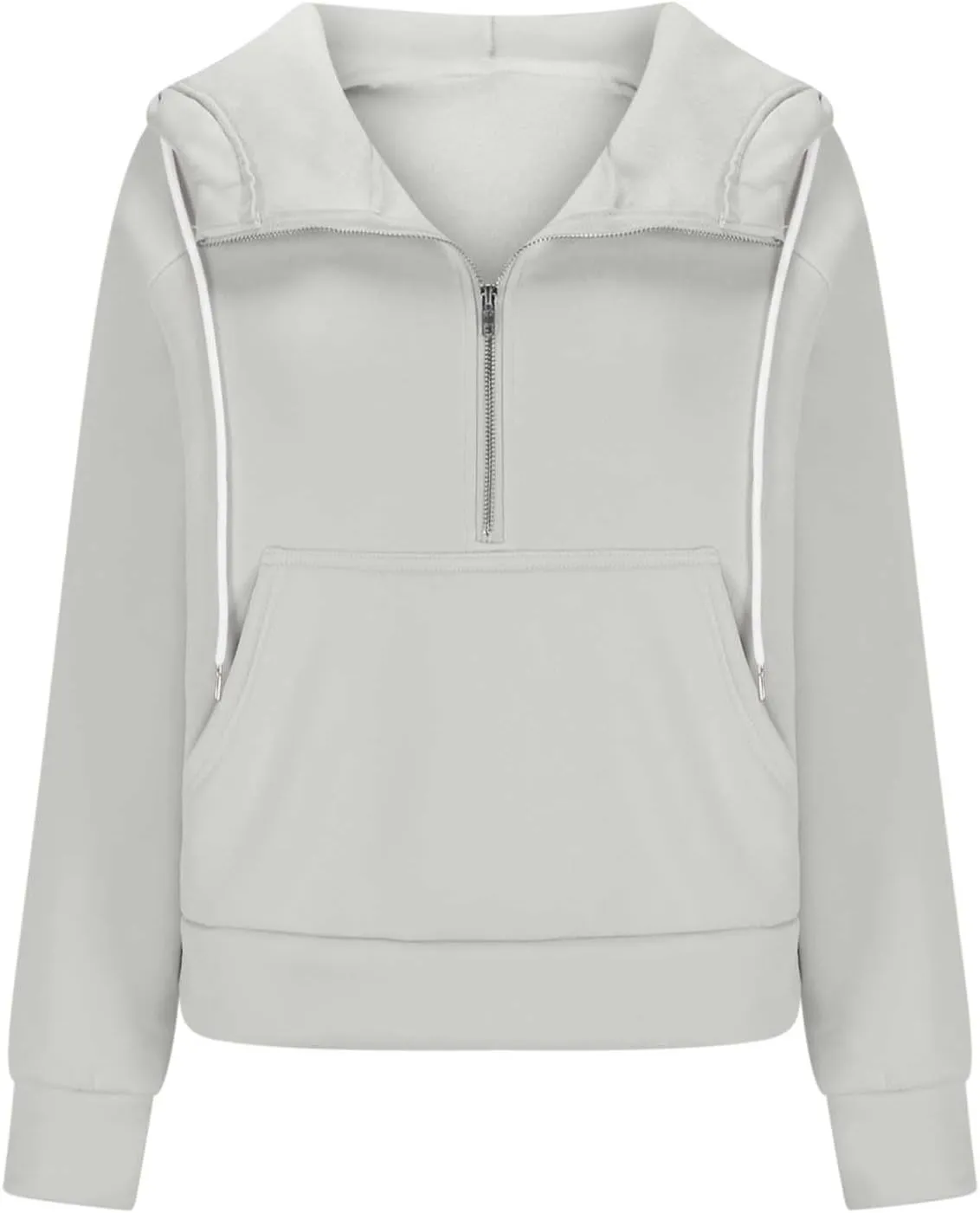 Womens Half Zip Up Hoodies Trendy Cropped Long Sleeve Loose Hooded Pullover Sweatshirt Fall y2k Outfits Clothes