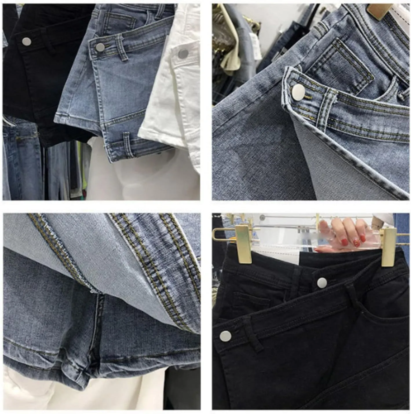 Women's High Waisted Ruffle Trim Denim Skort Skirt Zip Up Layered Jean Shorts Hem Skirt Shorts Plus Size