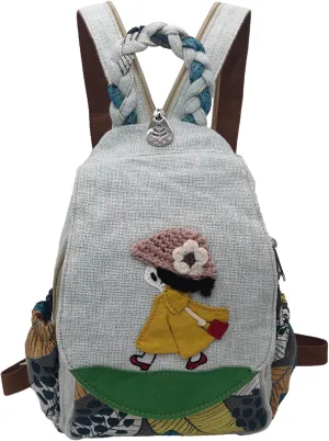Womens Hippie Cotton Hemp Cloth Backpack Boho Vintage Embroidered Casual Purse