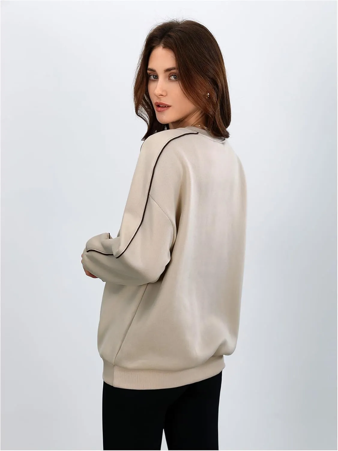 Women's Letter Graphic Crewneck Sweatshirt Drop Shoulder Long Sleeve Pullover Tops Streetwear