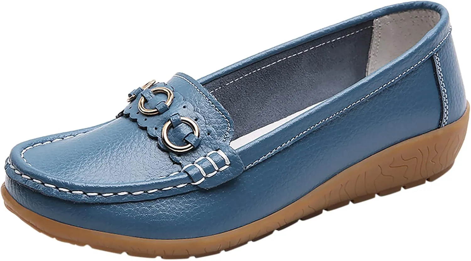 Womens Loafers Comfortable Dressy Leather Penny Loafers Slip On Walking Shoes Arch Support Cushion Orthopedic Shoes