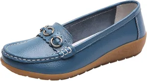 Womens Loafers Comfortable Dressy Leather Penny Loafers Slip On Walking Shoes Arch Support Cushion Orthopedic Shoes