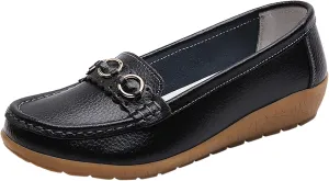 Womens Loafers Comfortable Dressy Leather Penny Loafers Slip On Walking Shoes Cushion Orthopedic Shoes Arch Support