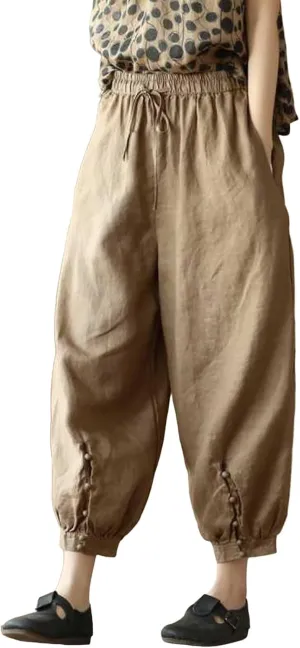 Women's Pants, Casual Pants Lounge Linen Straight Leg Peasant 2025 Wide Elastic
