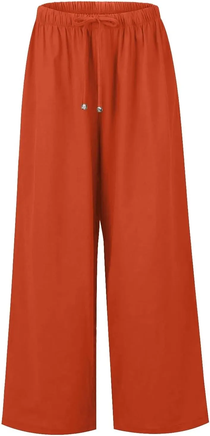 Women's Pants, Pants High Waisted Wide Leg Cotton Linen Straight Lightweight Sweatpants