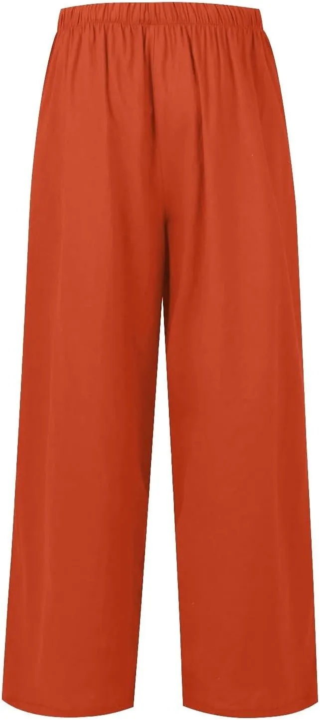 Women's Pants, Pants High Waisted Wide Leg Cotton Linen Straight Lightweight Sweatpants