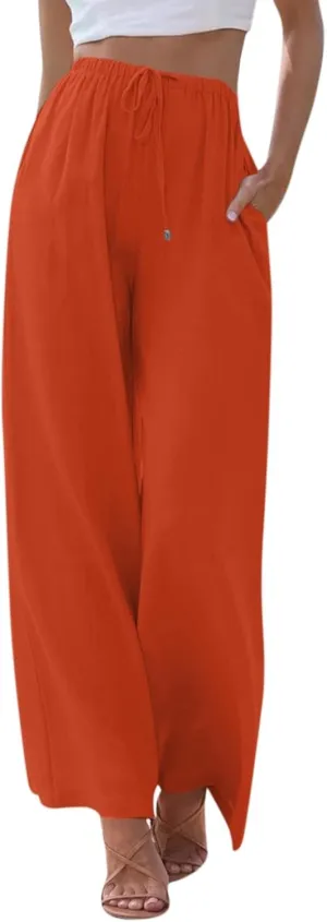 Women's Pants, Pants High Waisted Wide Leg Cotton Linen Straight Lightweight Sweatpants