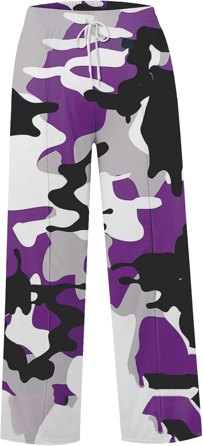 Women's Pants, Straight Leg High Waisted Pants Cotton Linen Wide Palazzo Sweatpants