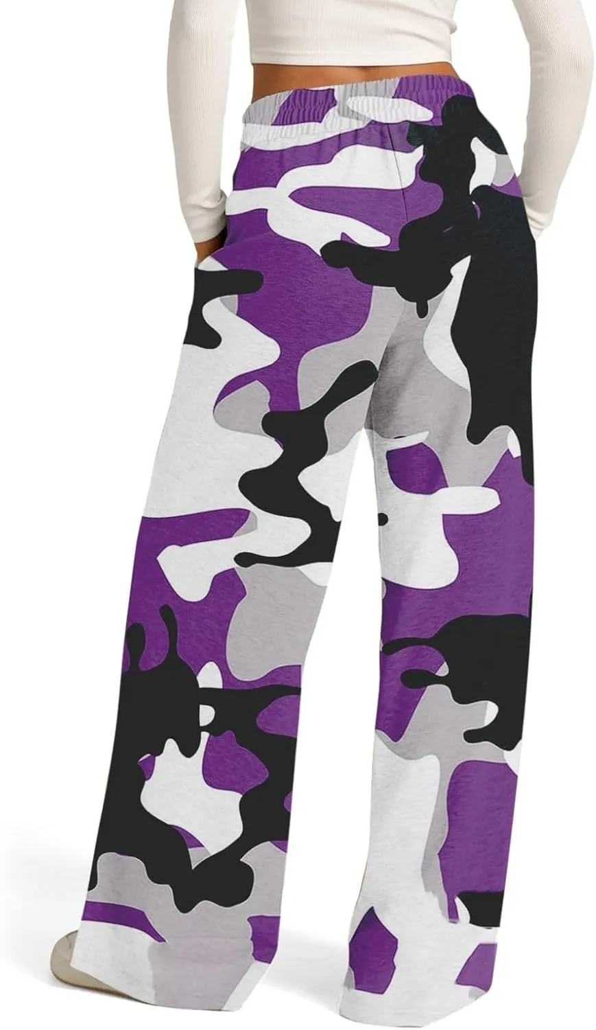 Women's Pants, Straight Leg High Waisted Pants Cotton Linen Wide Palazzo Sweatpants