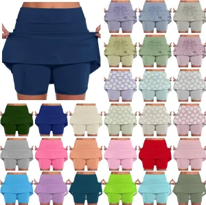 Womens Skorts with Pockets Tummy Control Plus Size Skorts High Waist Athletic Sports Pants Skirt Casual Shorts
