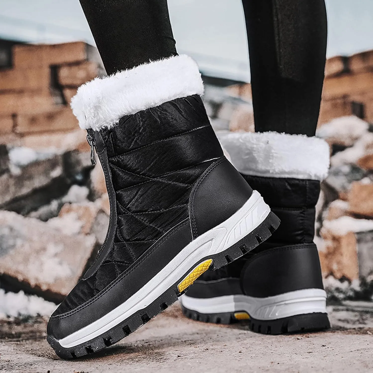 Women's Snow Boots Size 9 Womens Waterproof Winter Boots Ankle Zip Boots Winter Fur Tall Snow Boots Waterproof Insulated Botas Calientes Para Mujer De Invierno