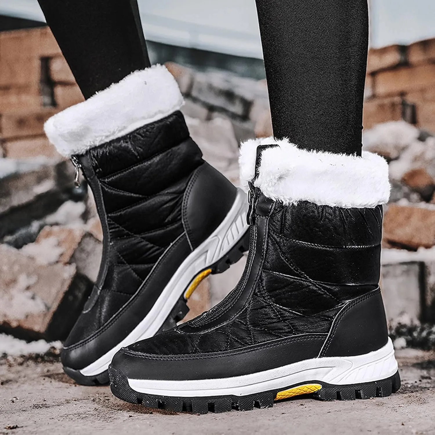 Women's Snow Boots Size 9 Womens Waterproof Winter Boots Ankle Zip Boots Winter Fur Tall Snow Boots Waterproof Insulated Botas Calientes Para Mujer De Invierno