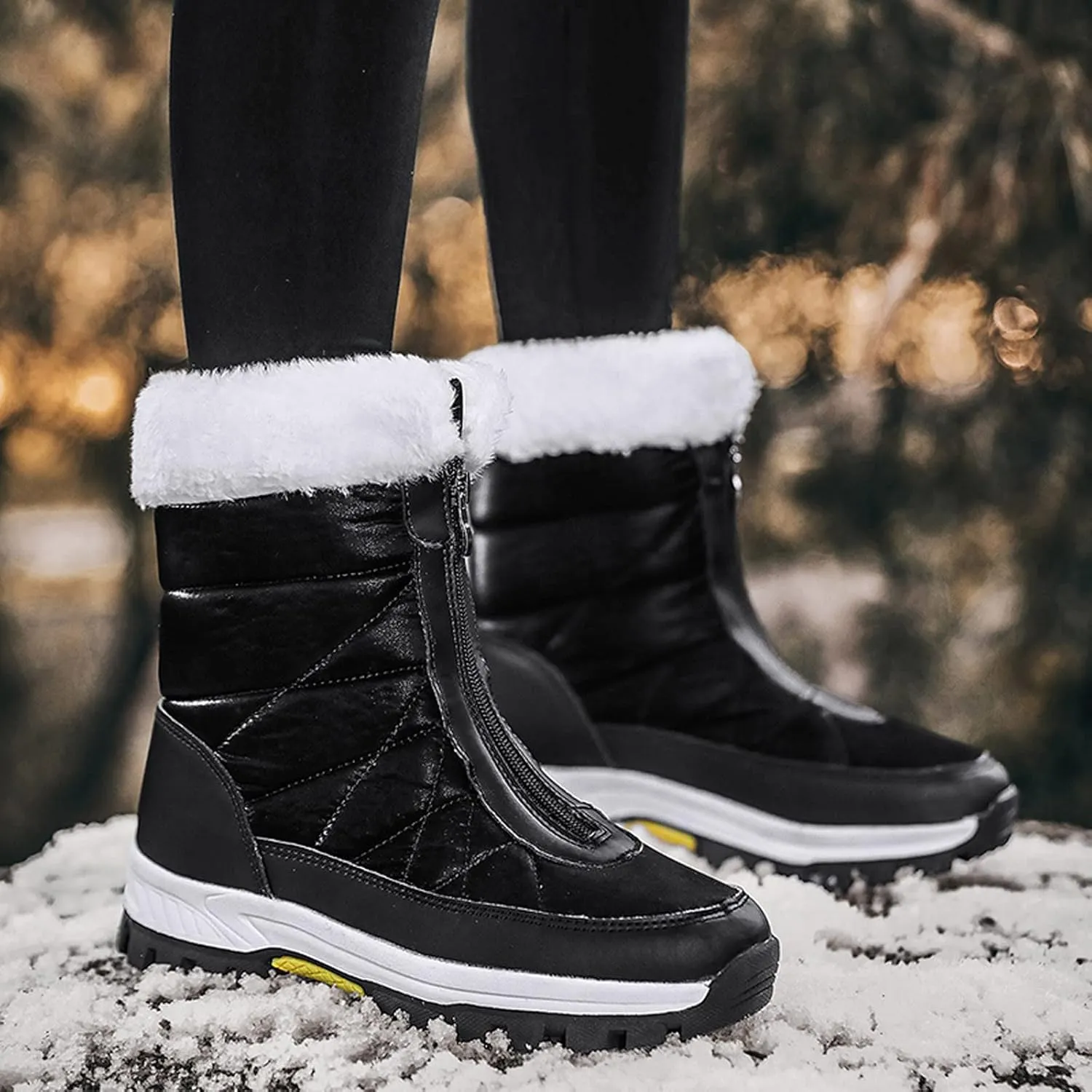 Women's Snow Boots Size 9 Womens Waterproof Winter Boots Ankle Zip Boots Winter Fur Tall Snow Boots Waterproof Insulated Botas Calientes Para Mujer De Invierno